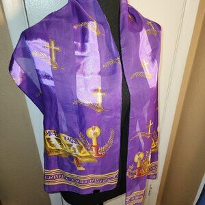 Satin Amazing Grace Bible Purple/Gold Scarf